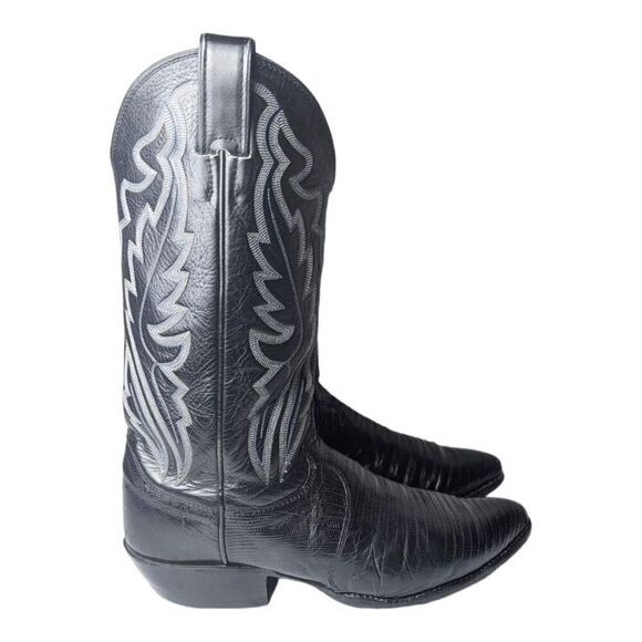 JUSTIN BOOTS Black Lizard Western Boot Size 9.5D - Picture 3 of 11